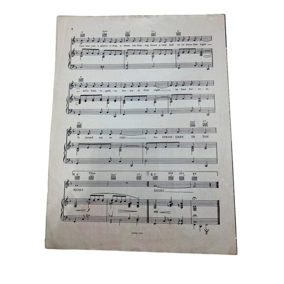FRANK SINATRA "Strangers in the Night" 1966 Vintage Sheet Music Singleton/Snyder - Picture 2 of 5